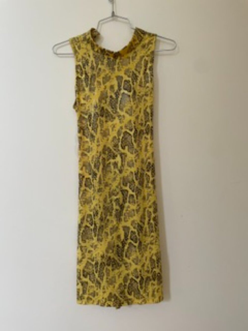 Animal print yellow dress with open back - size Petite Small